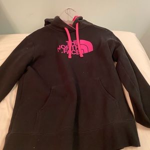 Black and pink north face sweatshirt
